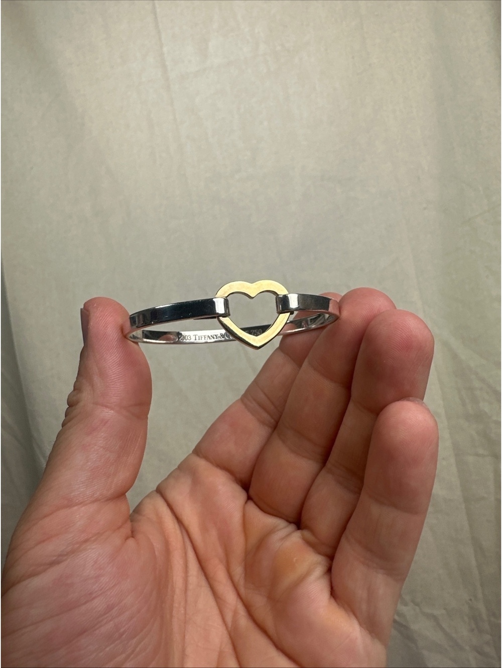 Tiffany & Co Heart Bracelet Sterling Silver 925 18K Gold 750 - Picture 3 of 9